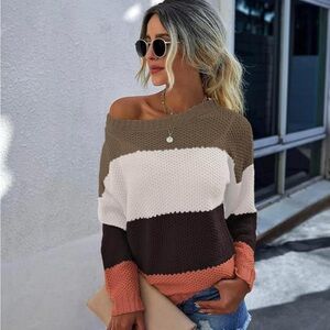 Women’s Casual Striped Color Block Knit Sweater